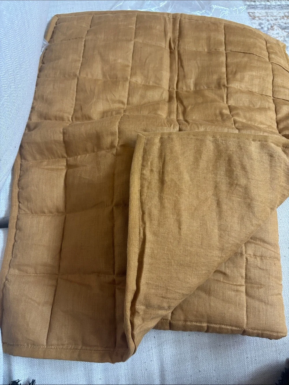 Quince European Linen Box Quilted Sham Set Standard Warm Brown